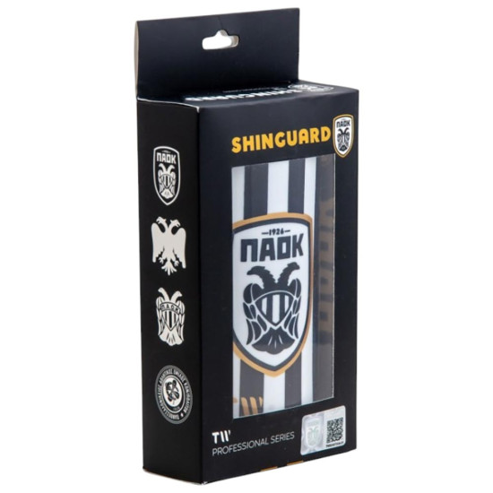 TW Παιδικές επικαλαμίδες ποδοσφαίρου PAOK Shin Guards Stripes Logo with Sleeves TW Παιδικές επικαλαμίδες ποδοσφαίρου PAOK Shin Guards Stripes Logo with Sleeves